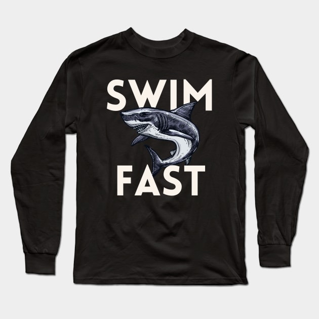 Funny Shark Tshirt For Swimmers Long Sleeve T-Shirt by InnerMagic